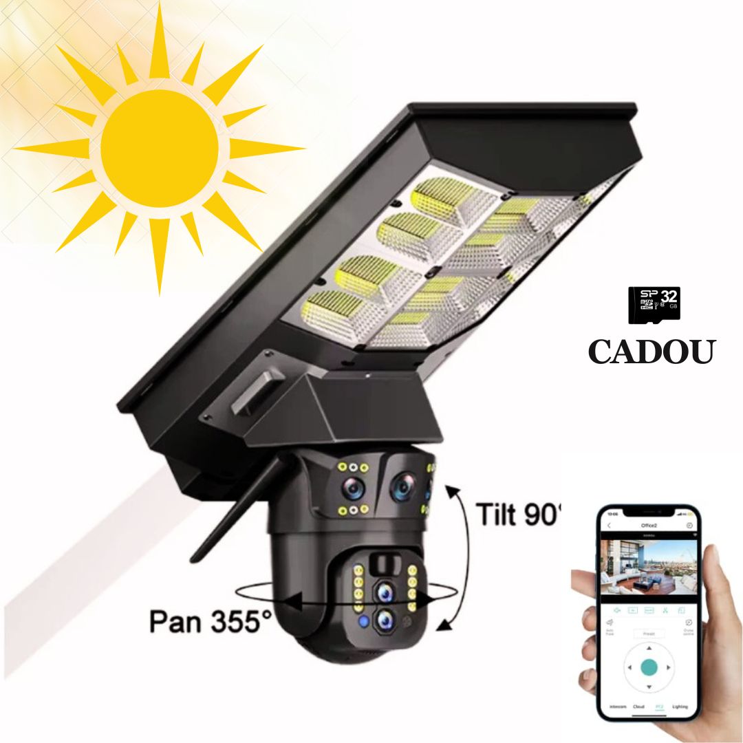 camera de supraveghere cu panou solar si lampa